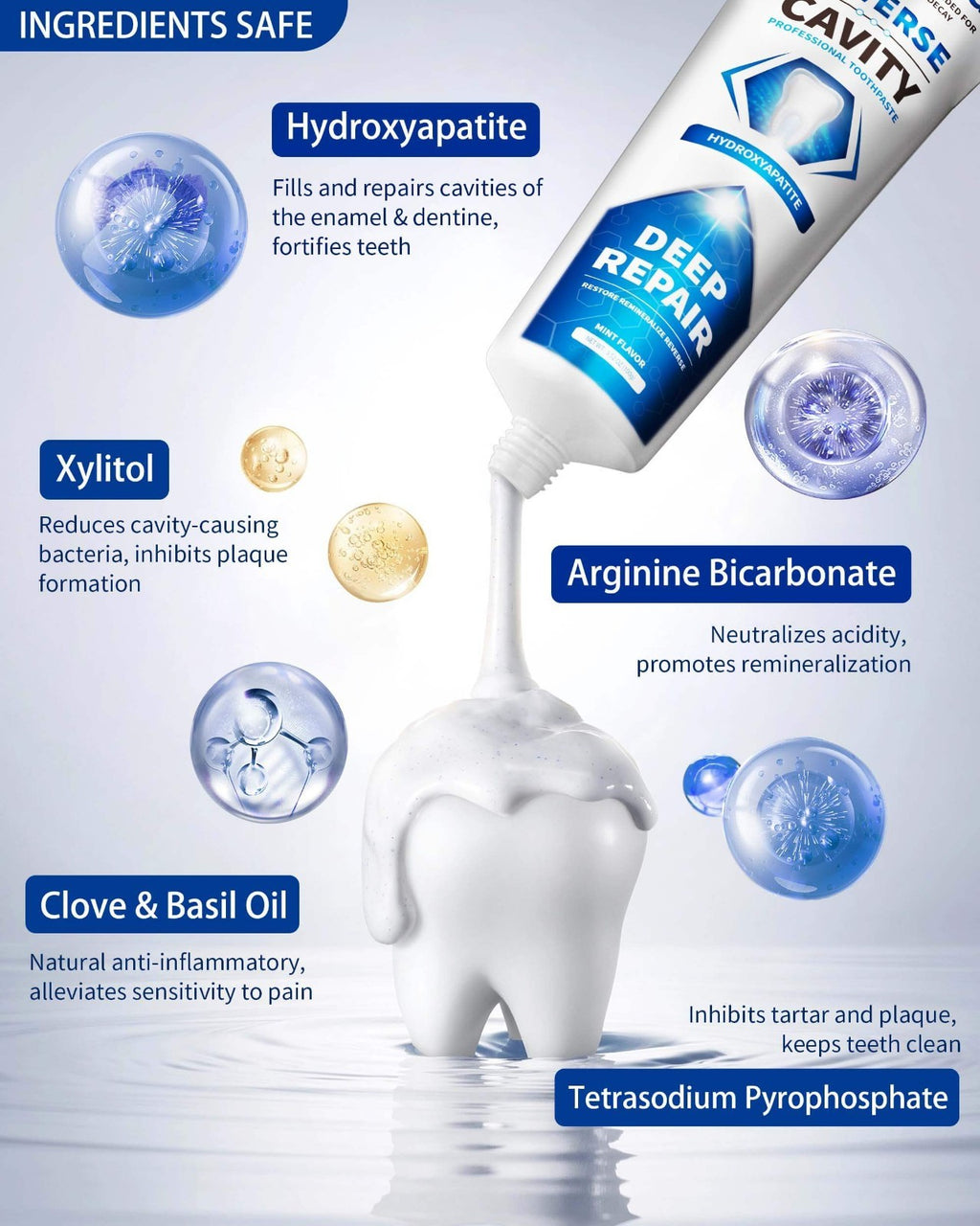 Hydroxyapatite Toothpaste for Cavity Reversal & Enamel Repair Fluoride-Free 3.52 OZ