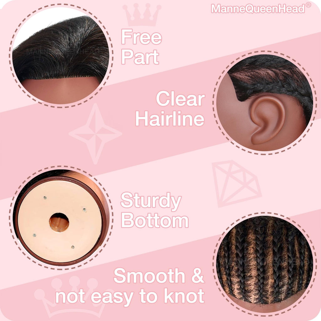 16 Inch Human Hair Mannequin Head for Cosmetology & Hair Styling Training