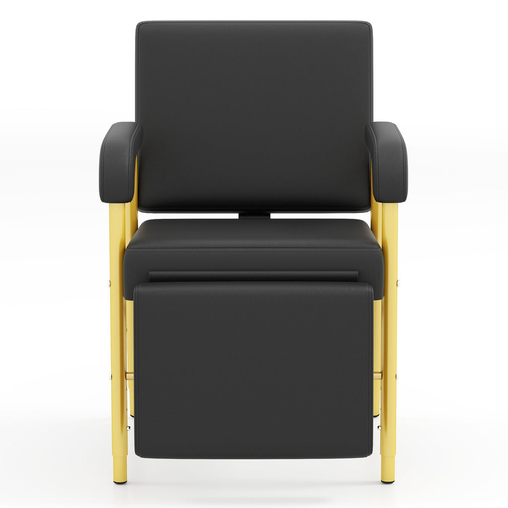 Black and Gold Reclining Barber Shampoo Chair with Support Legs for Salon Spa