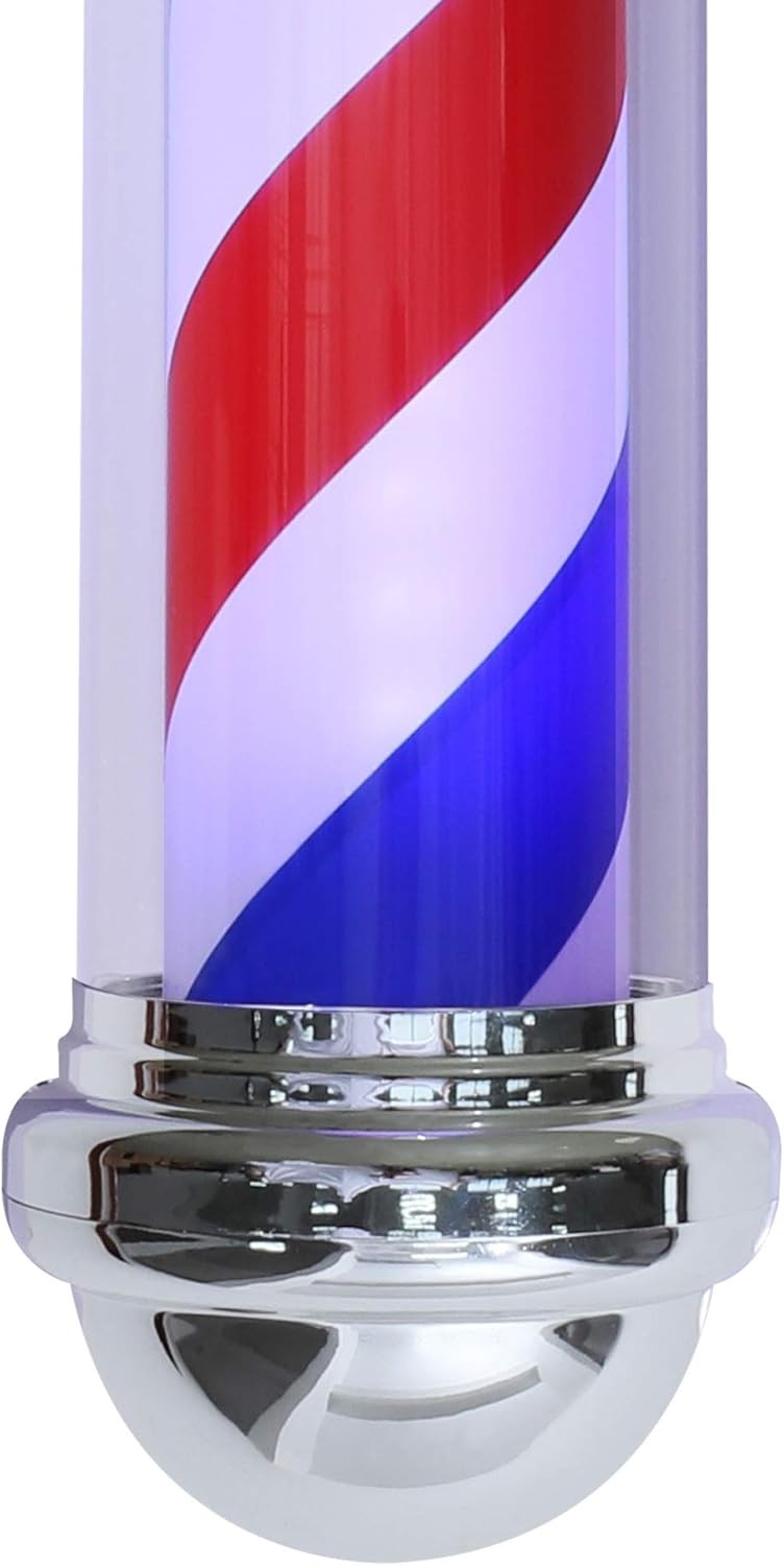 Rotating LED Barber Pole Sign with Metal Frame for Hair Salons - Multiple Colors