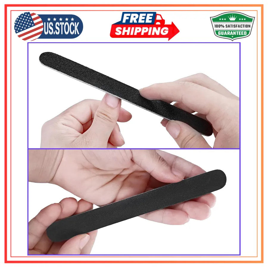 24 Pack Wooden Nail Files 100/180 Grit Dual-Sided Manicure Tools - Black
