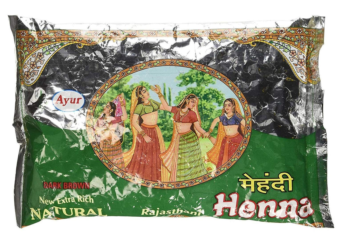 Ayur Rajasthani Henna Mehndi Powder 150 g Dark Brown - Natural Hair Color