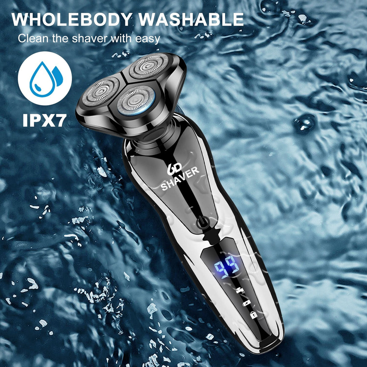 Men's Waterproof Electric Shaver Trimmer with USB Charging & Long Battery Life