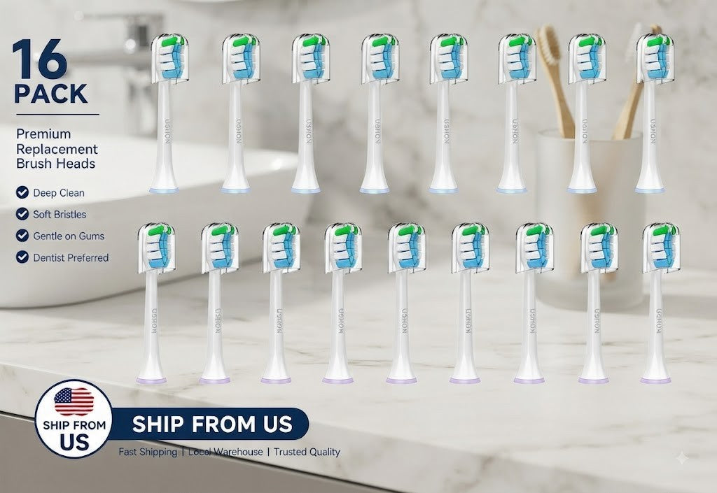 Replacement Toothbrush Heads for Philips Sonicare - 16 Pack Compatible with Snap-On Handles