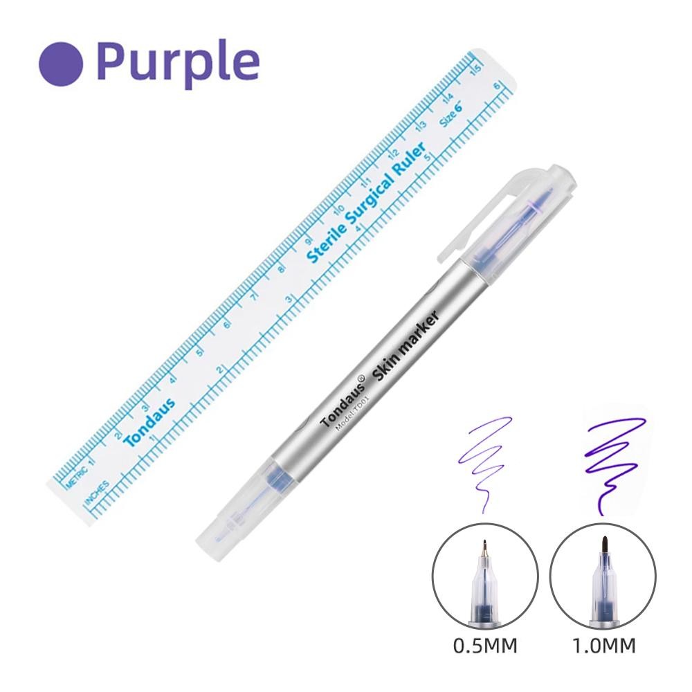 Disposable Skin Marker Pen with Ruler – Sterilized Medical Tattooing/Temporary Marking