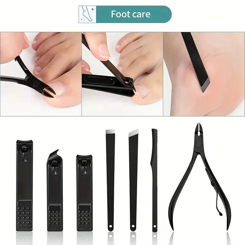 24-Piece Stainless Steel Nail Clipper & Manicure Pedicure Set with Portable Case