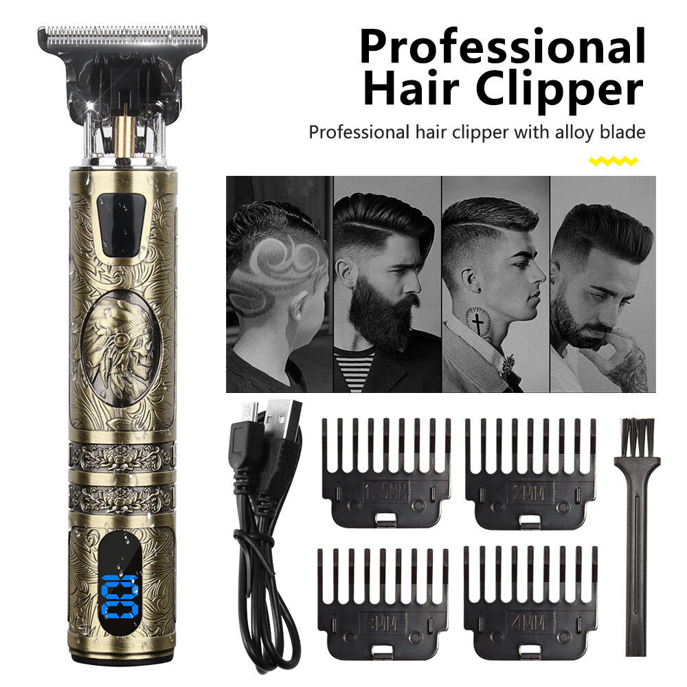 Men's Cordless Beard & Mustache Trimmer with LED Display, Adjustable Lengths