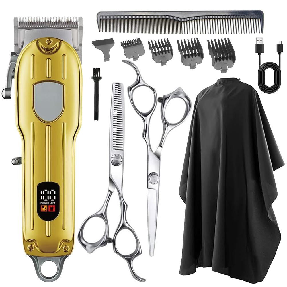 Rechargeable Hair Clipper Kit with Adjustable Blades Metal Body