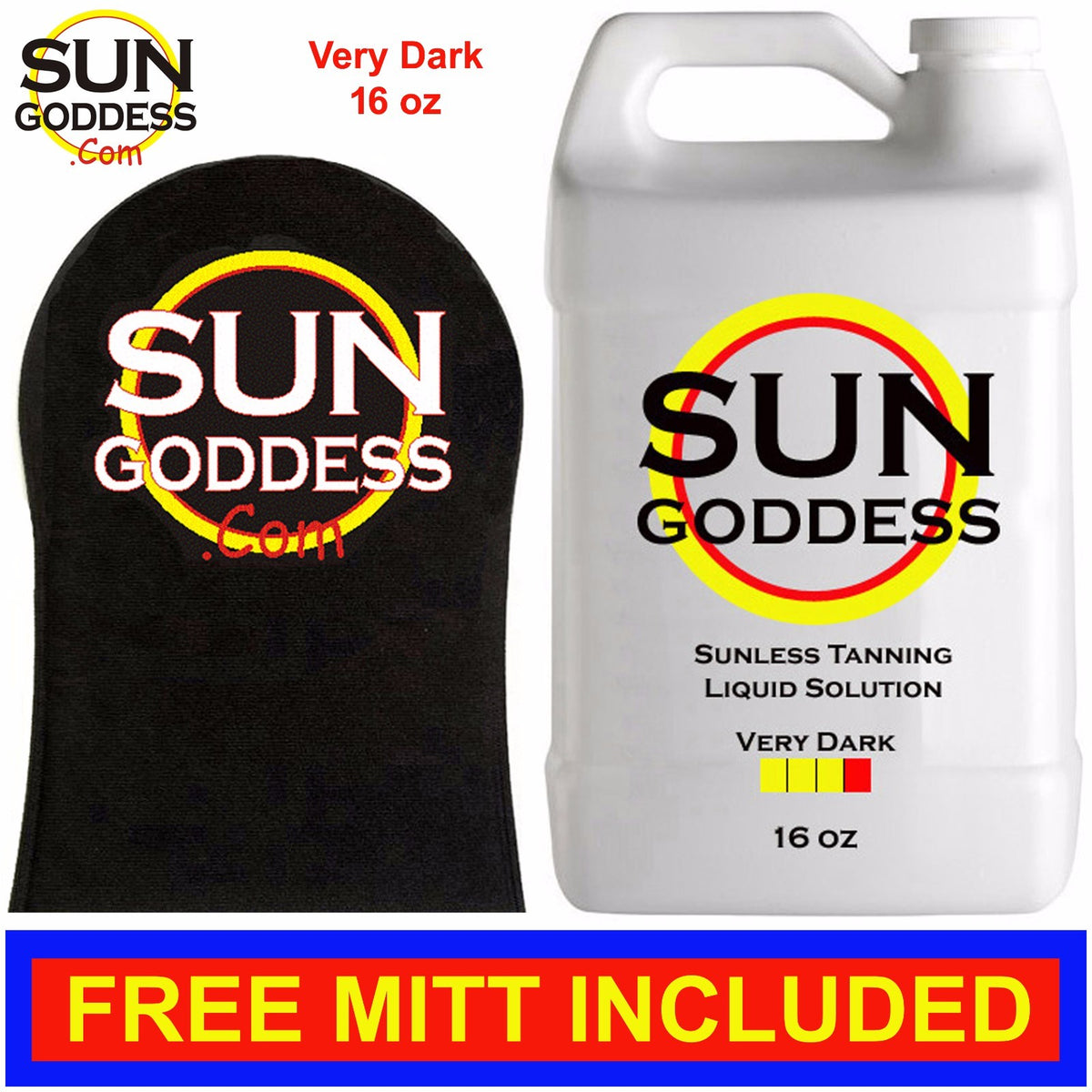 Very Dark Spray Tan Solution 16oz with Mitt & Gloves - Self Tanning Liquid
