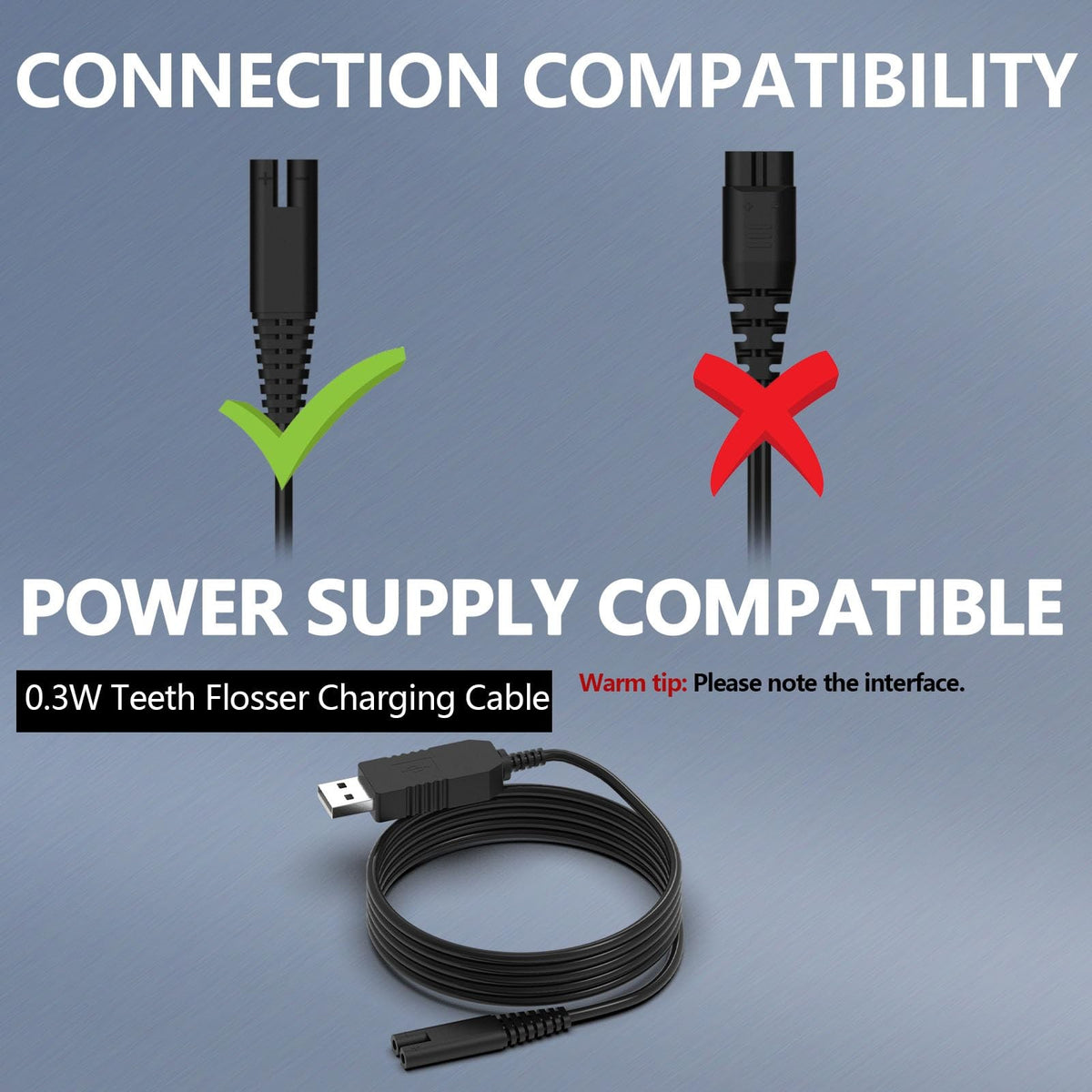Replacement Charger Cord for Waterpik Water Flosser WP-360 WP-360C WP-360W