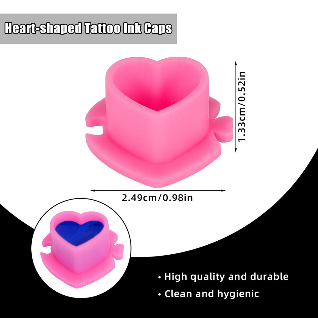 Tattoo Ink Cups, Skull Shape with Base - 200+ Pcs, Plastic Disposable Caps