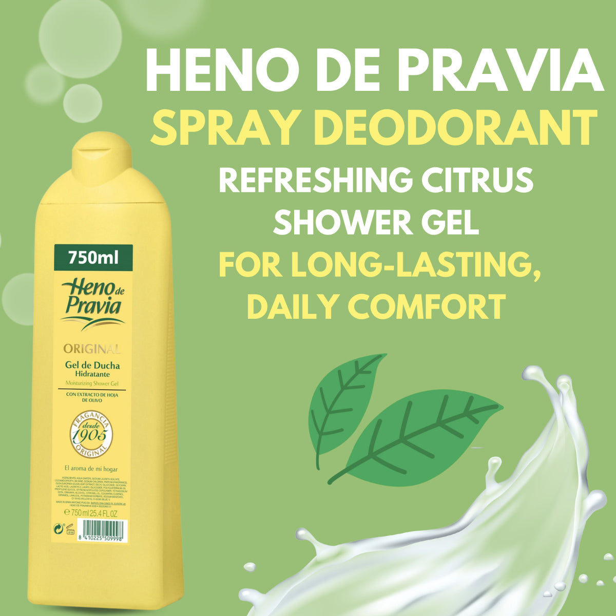 Heno de Pravia Original Shower Gel 25.4 fl oz - Classic Scent, 2 Pack