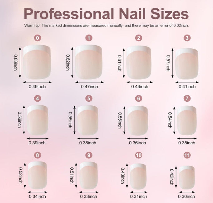 Kids Press-On Nails Set 120 Pieces French Style Fake Nails for Kids Girls & Women