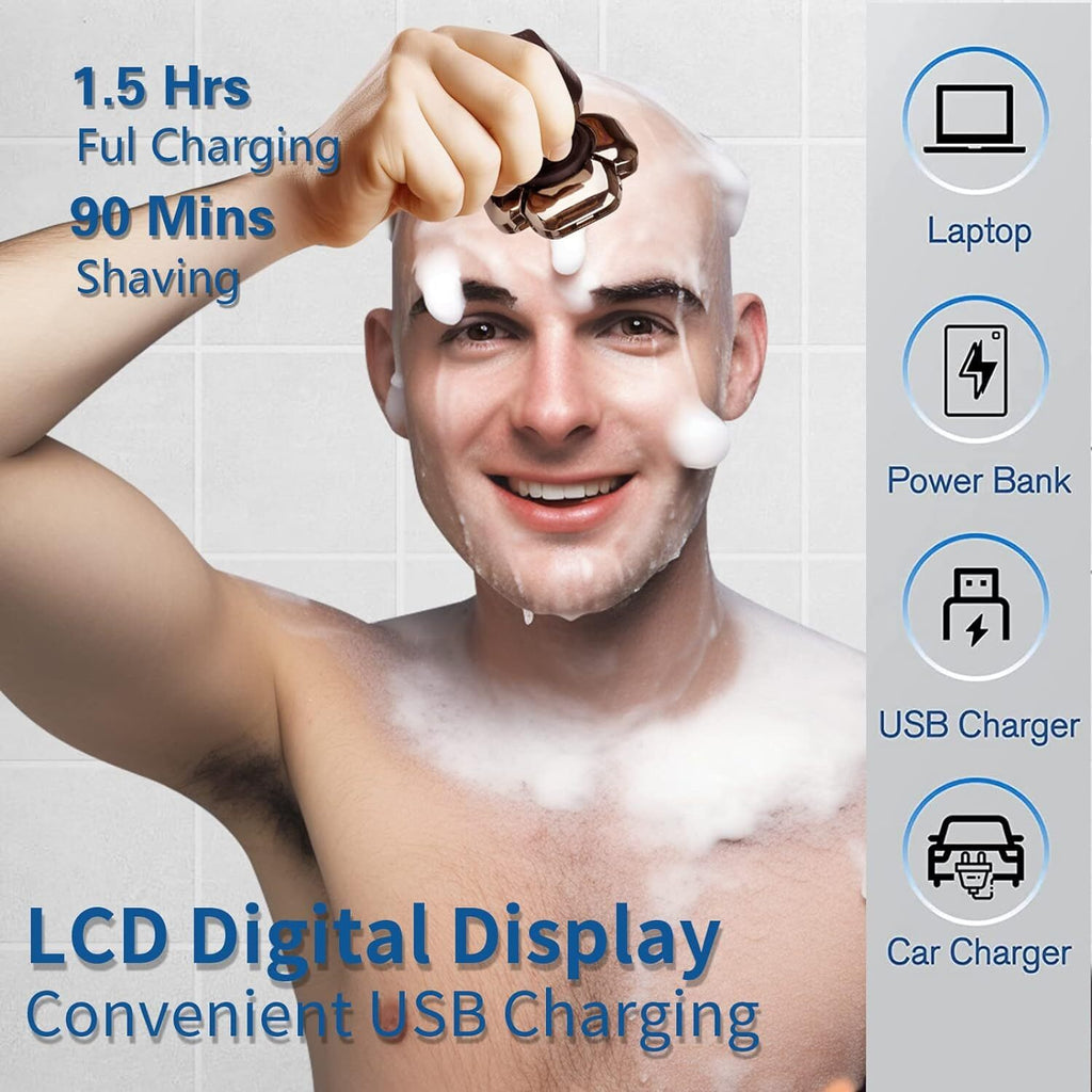 Cordless 9D Electric Head & Beard Shaver Wet Dry Bald Razor Grooming Set