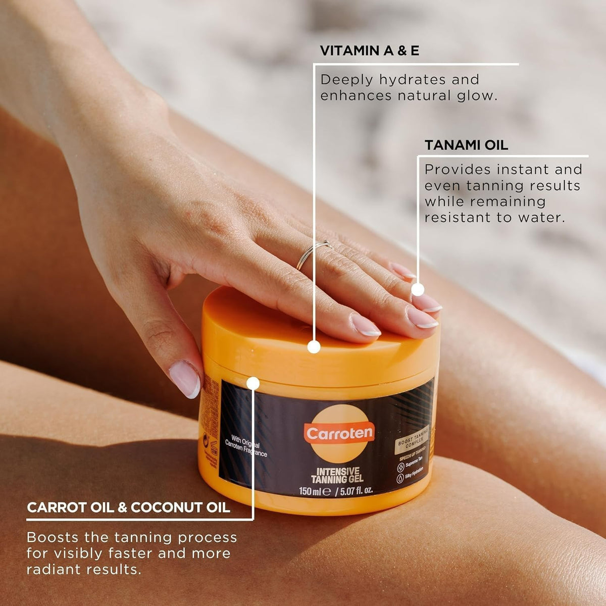 Carroten Intensive Tanning Gel 150ml Sun-Kissed Glow & Deep Tan with Carrot & Coconut Oil