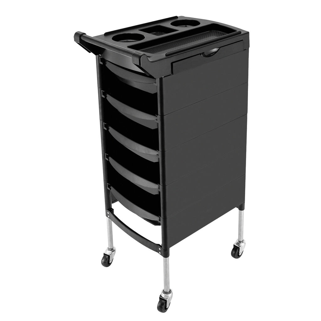 5-Drawer Mobile Salon Trolley Cart for Barbers and Beauticians