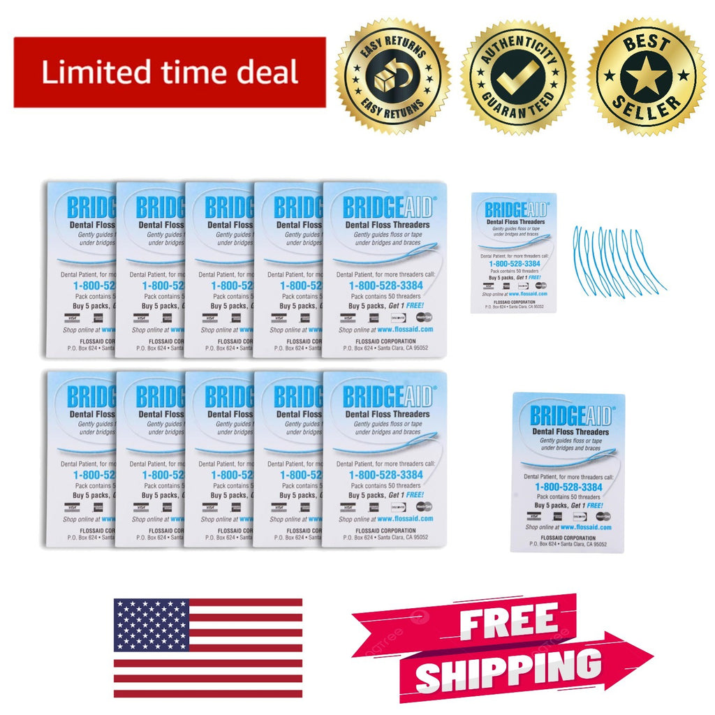 Dental Floss Threaders Pack of 100 for Braces & Bridges - Oral Care Tool