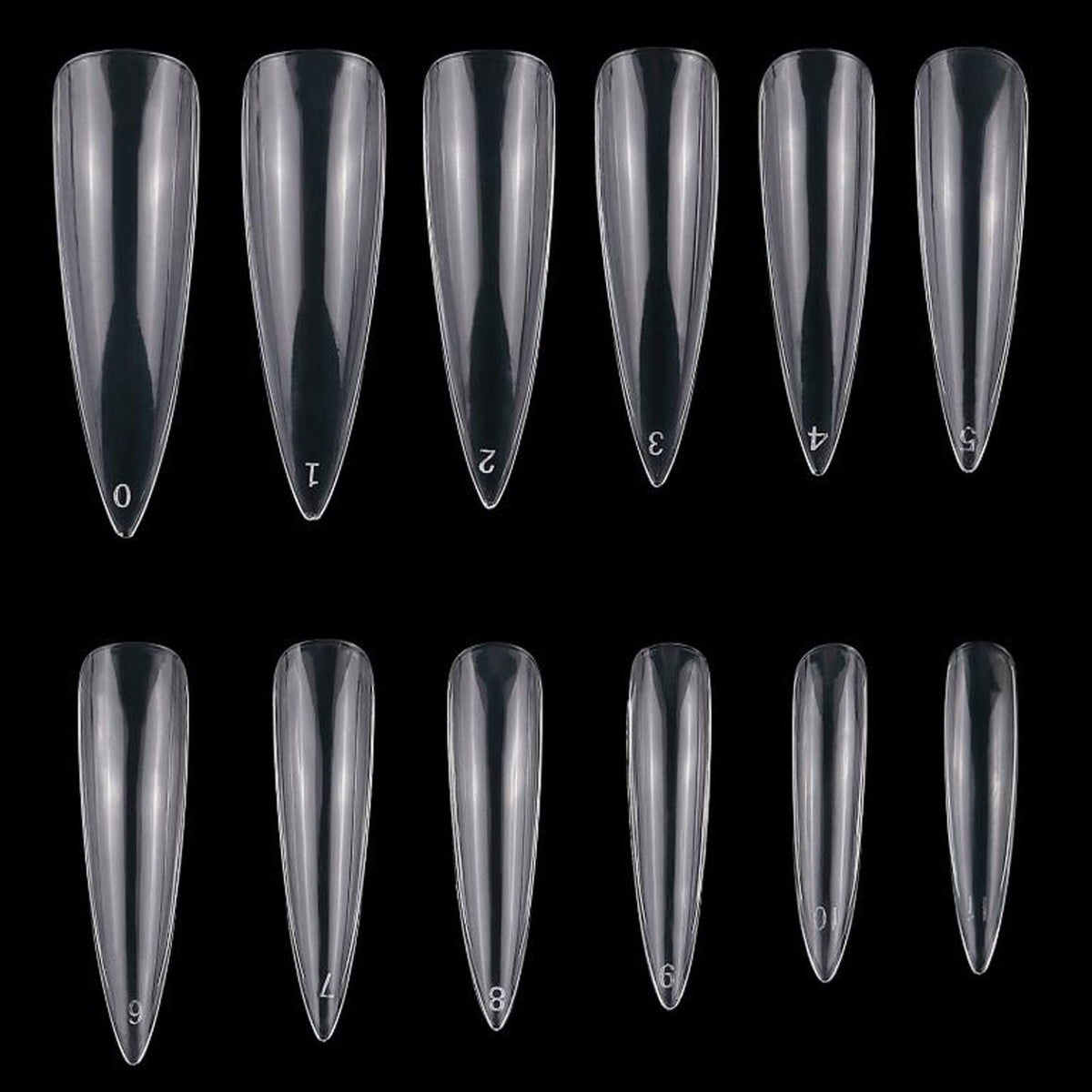 600Pcs XXXL Clear Stiletto Nail Tips Long Full Cover Fake Nails