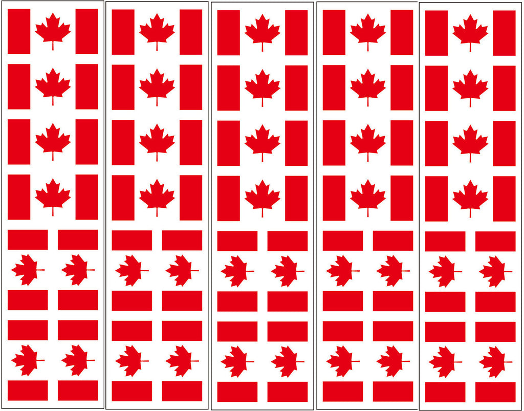 40 Tattoos Canadian Flag Temporary Tattoos - 5 Sheets, 8 Designs Each