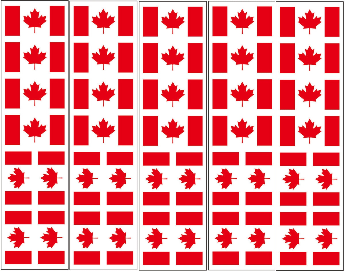 40 Tattoos Canadian Flag Temporary Tattoos - 5 Sheets, 8 Designs Each