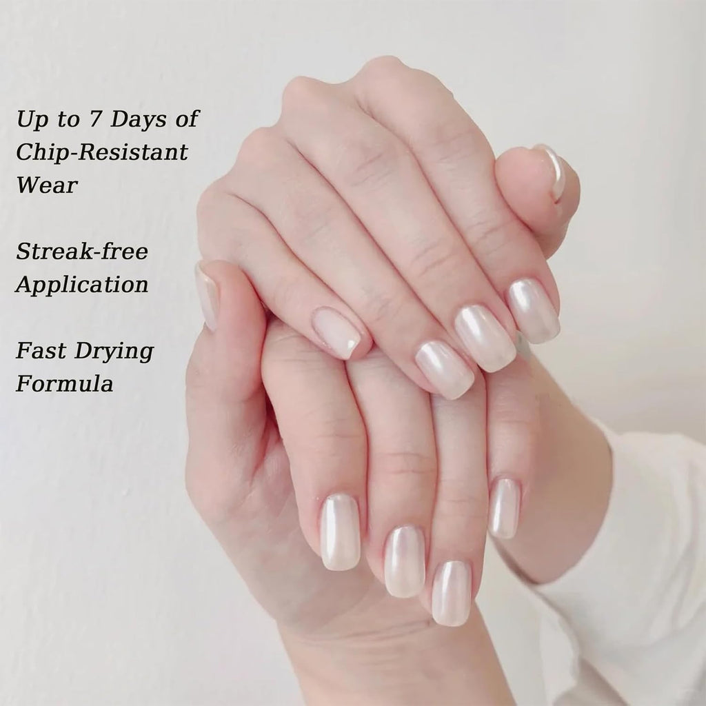 Pearl White Nail Polish 10ml Quick Dry Iridescent Shimmer for Nail Art