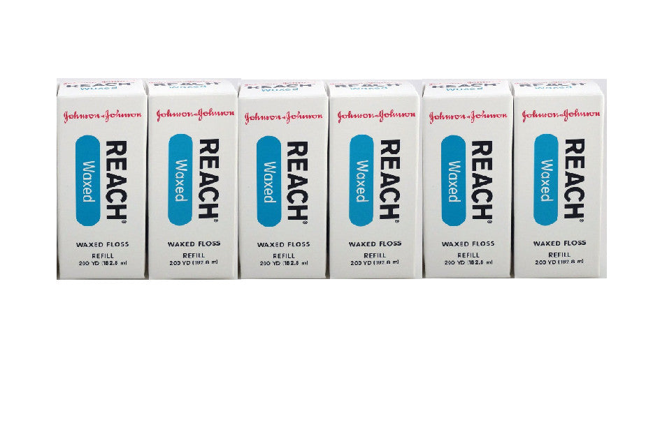 Waxed Dental Floss Refill Spool 200 Yards Pack of 6 - No Dispenser