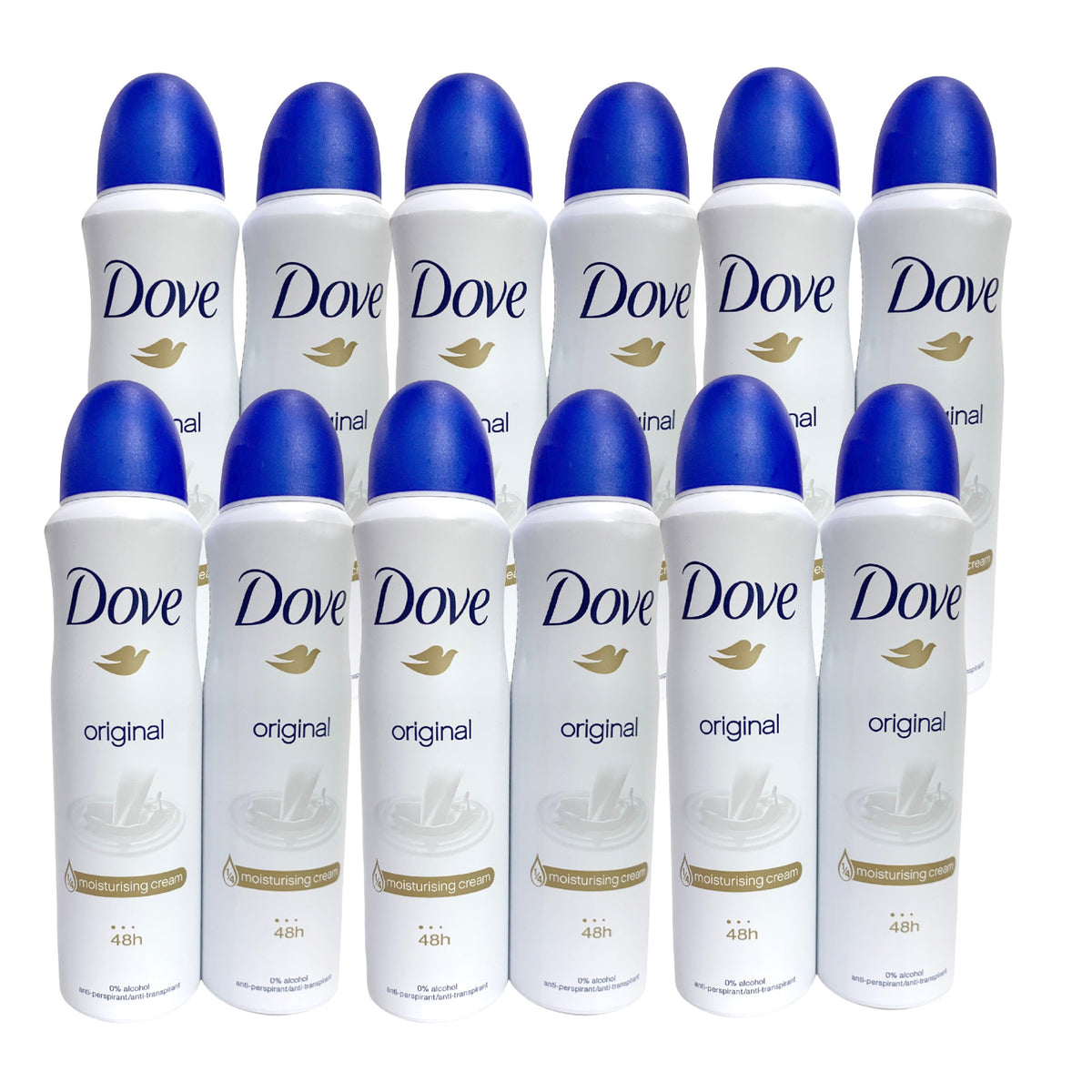 Dove Anti-Perspirant Body Spray 48H Deodorant, 12 Pack - Alcohol-Free 5oz