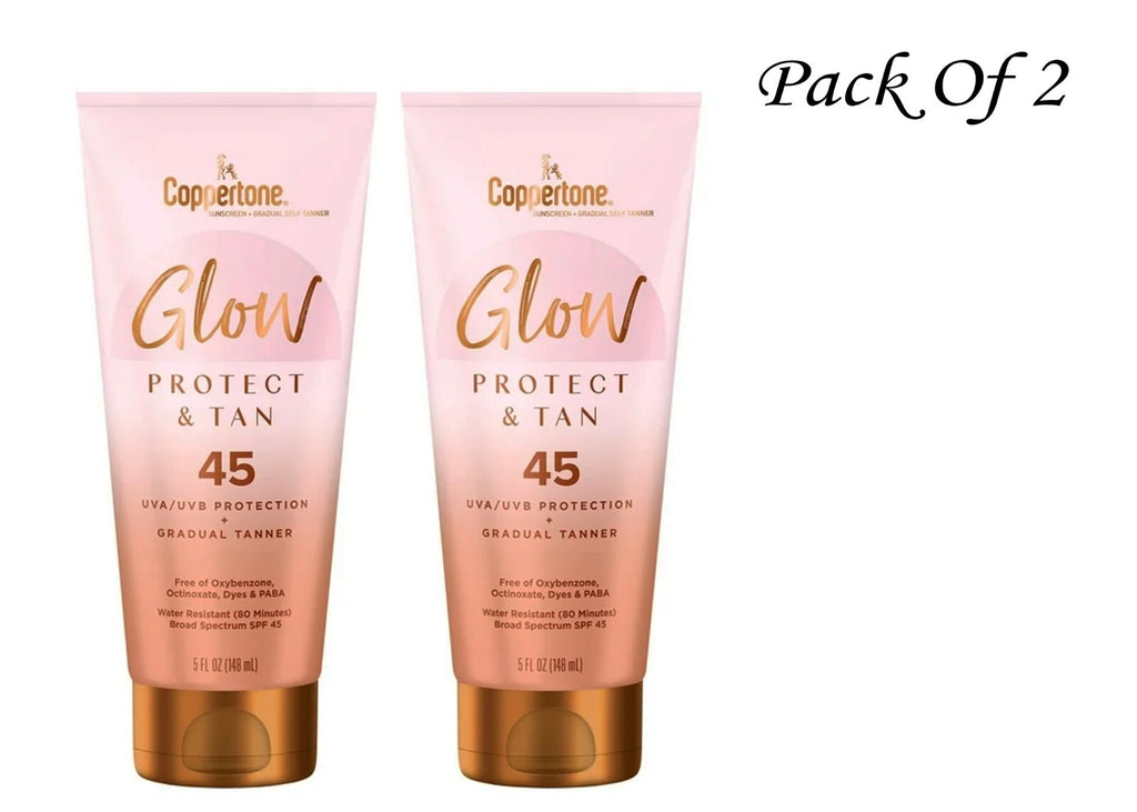 SPF 45 Sunscreen with Self Tanner - Water-Resistant, Moisturizing, 2 Pack
