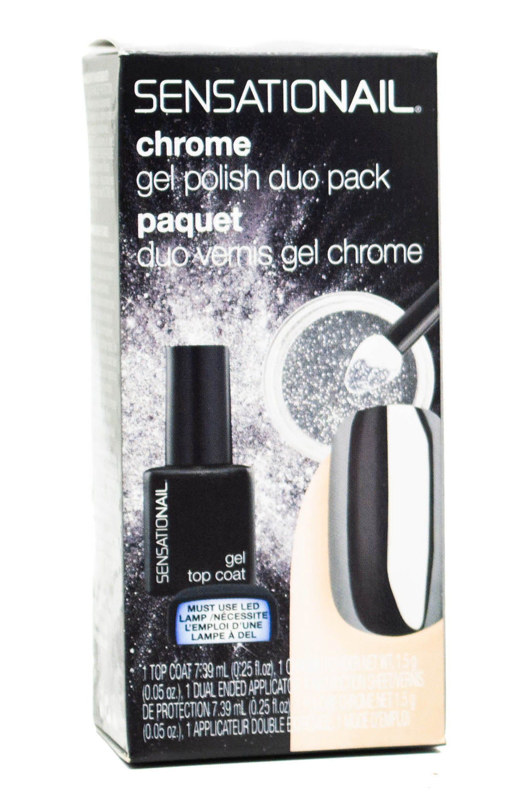 Chrome Gel Nail Polish Duo Pack with Top Coat and Chrome Powder - SensatioNail