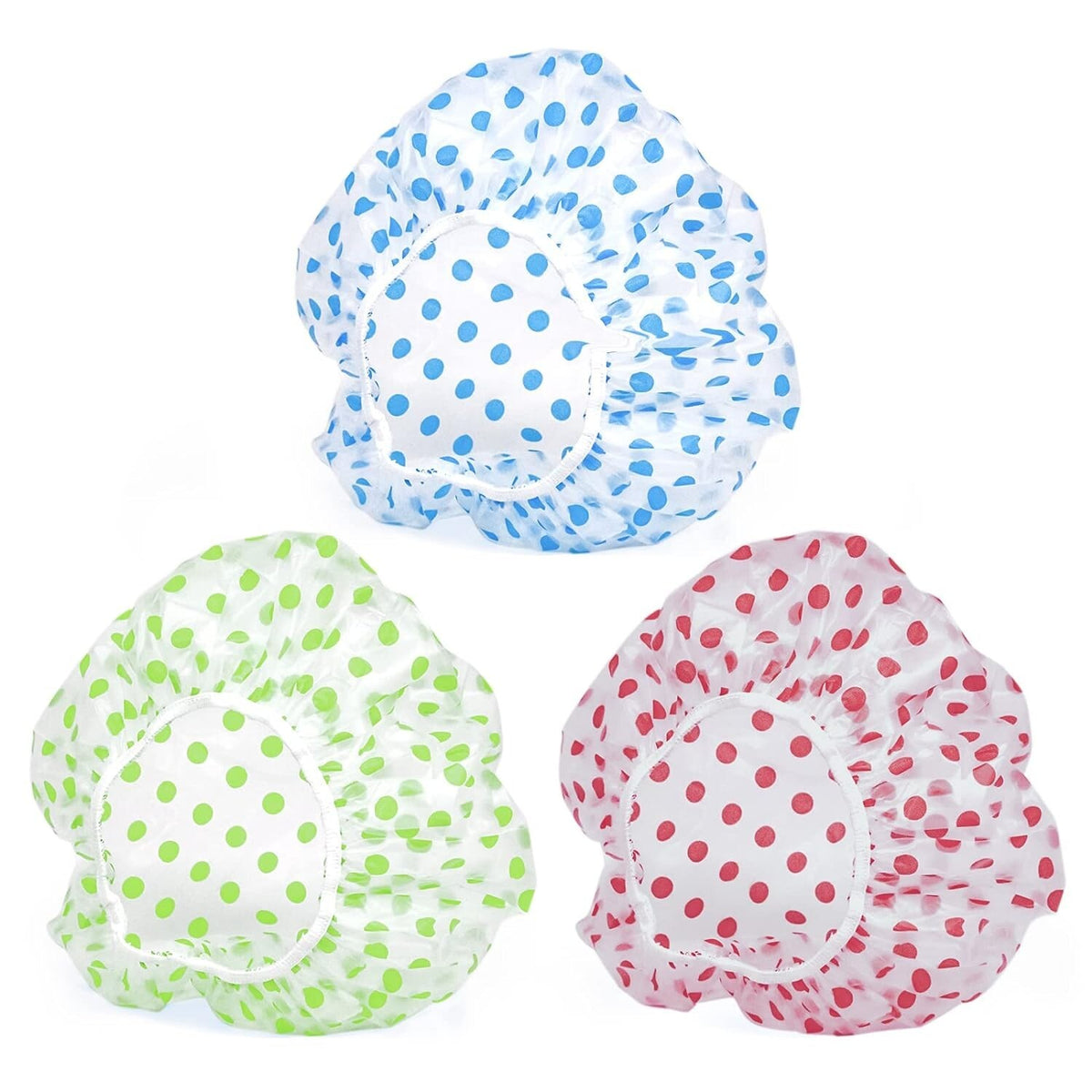 Reusable Waterproof Shower Cap for Women - Elastic, Travel-Friendly, Set of 3