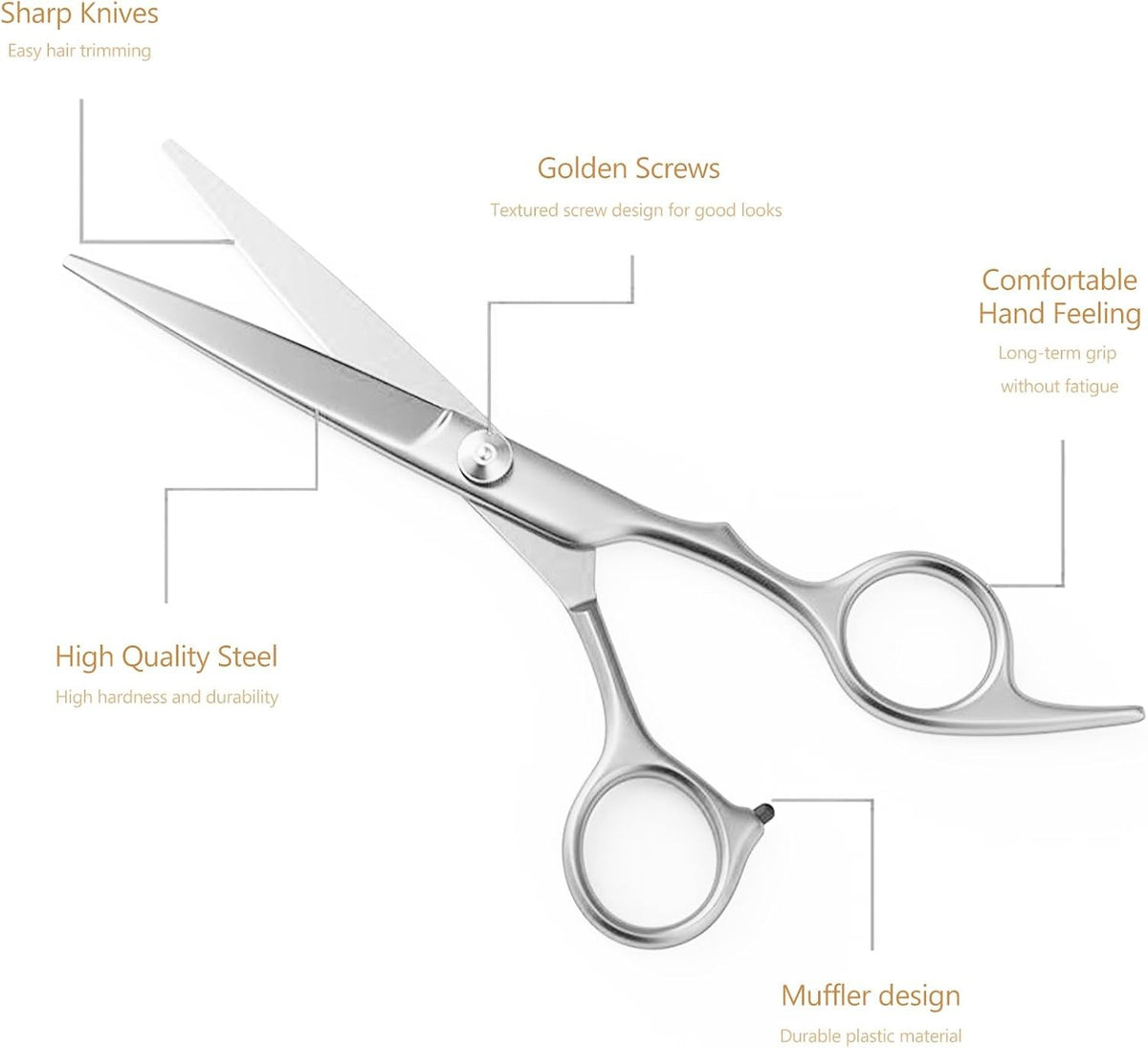 6 Inch Professional Hair Cutting Scissors Stainless Steel Sharp Shears