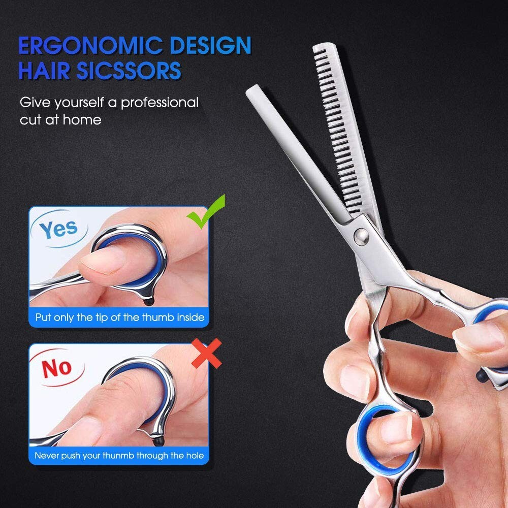 Professional Hair Cutting Scissors Kit - 10 Pcs Stainless Steel Hairdressing Shears Set for Salon & Home Use