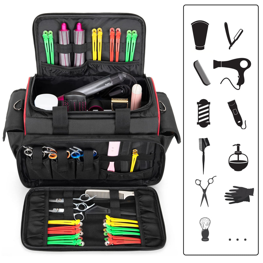 Travel Hairdresser Case with Adjustable Dividers for Barber and Cosmetology Tools