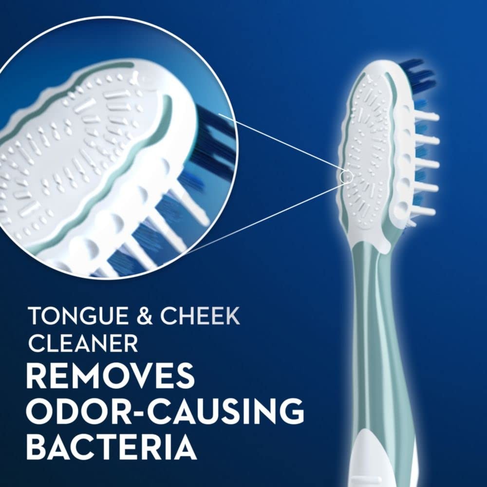 Manual Toothbrush for Plaque Removal, Deep Reach & Tongue Cleaner - 2 Pack