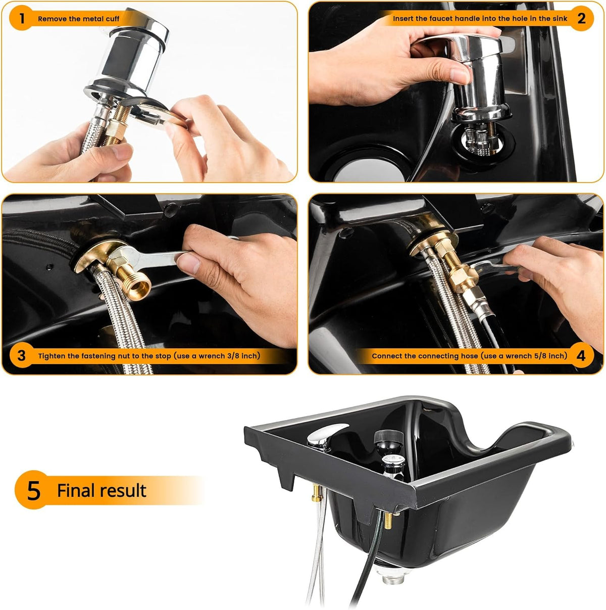 Salon Shampoo Sink Faucet Kit with Sprayer and Vacuum Breaker