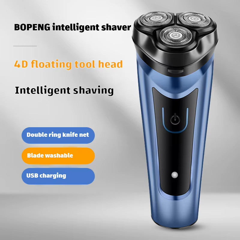 Men's Rechargeable Waterproof Rotary Electric Shaver with 4D Floating Blades