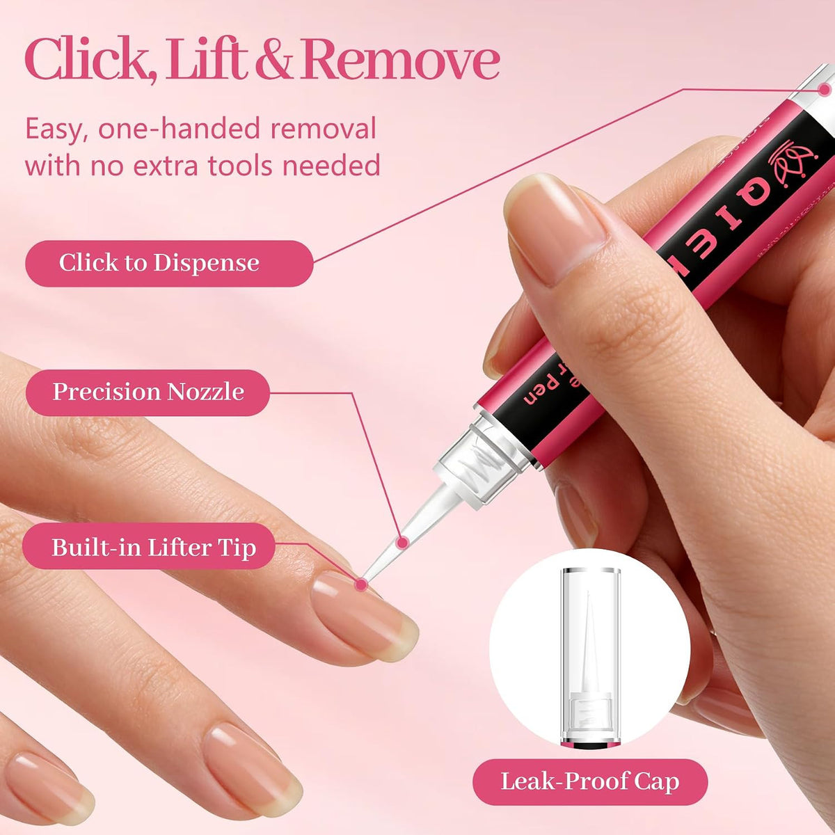Nail Glue & Remover Pen Set - Semi-Solid Gel, No Lamp Needed, 10g & 6ml