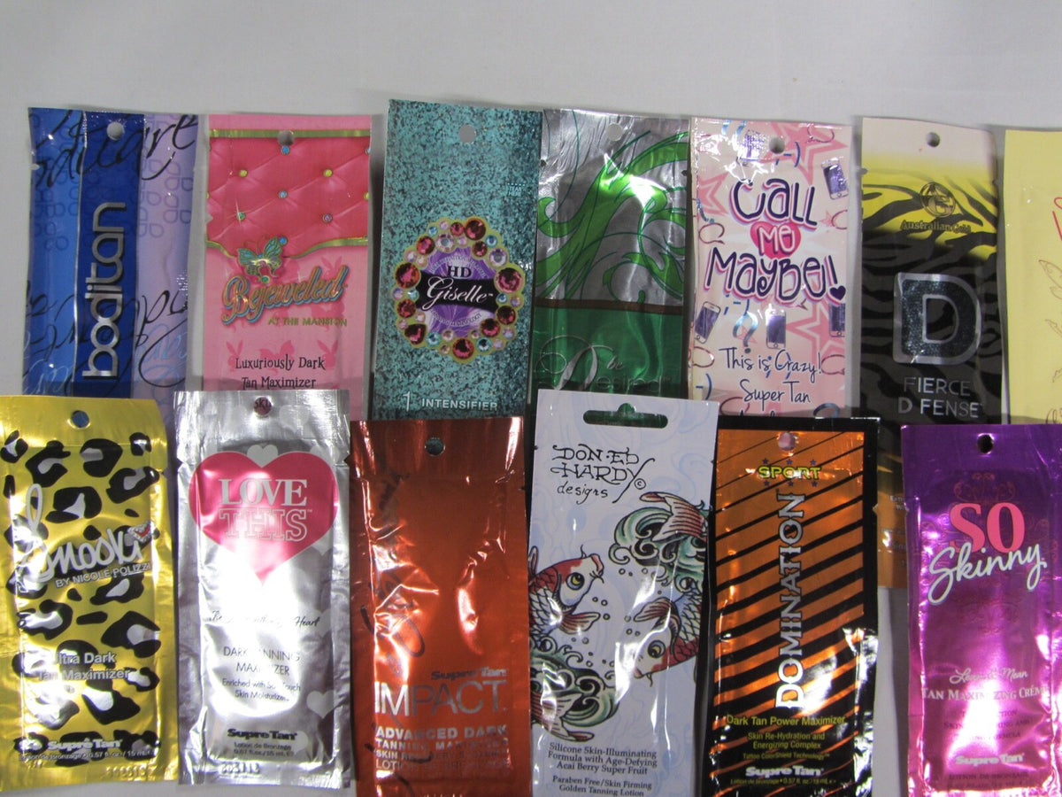 20 Pack Non-Bronzer Tanning Lotion Sample Packets - Includes Accelerators & Maximisers