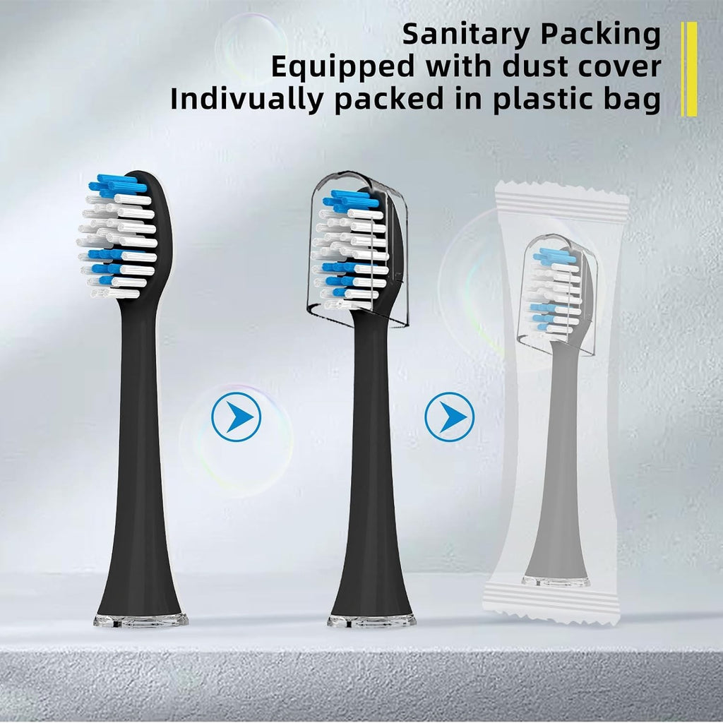 Sonic Edge Jetwave Toothbrush Replacement Heads - 10 Pack, Sanitary & Rounded Bristles