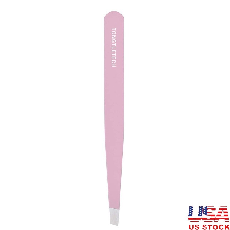 Stainless Steel Precision Slant Tweezers for Eyebrows & Facial Hair - Unisex