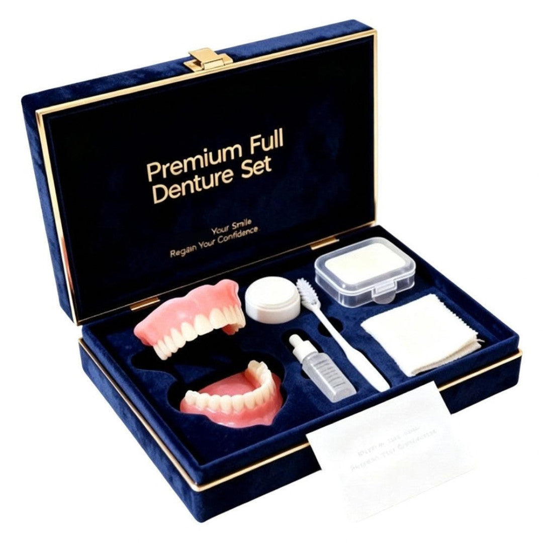 Silicone Denture Kit Upper & Lower False Teeth Set - Temporary Cosmetic Smile