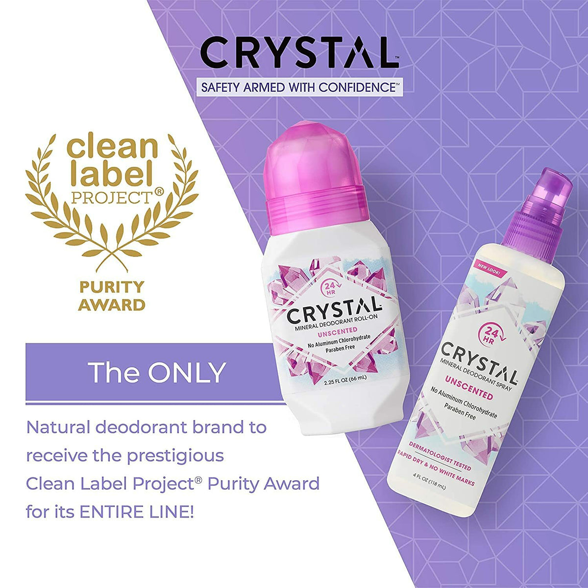 Natural Alum Stone Deodorant - Mineral Crystal Roll-On for Sensitive Skin