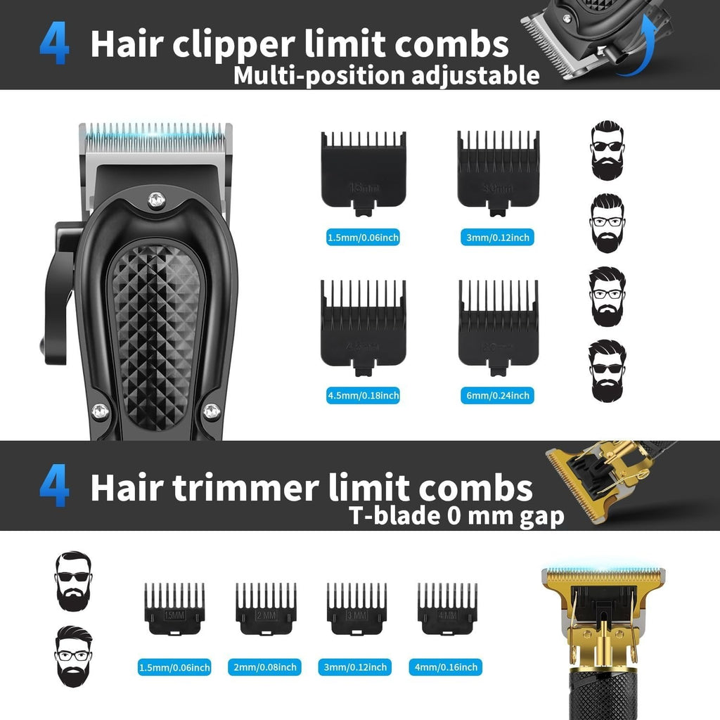 Professional Hair Clipper Set for Men with Beard Trimmer & Accessories