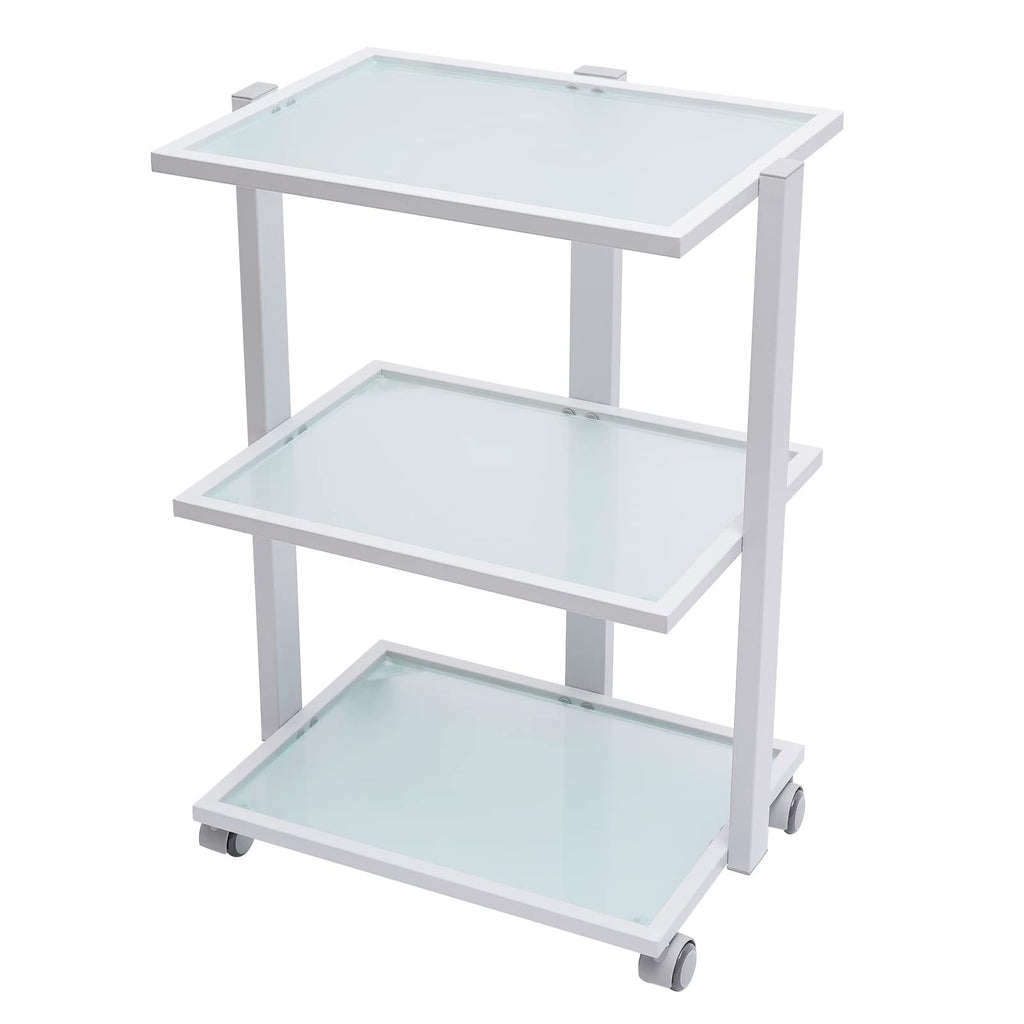 Salon Trolley Esthetician Cart with 3 Glass Shelves - Rolling Beauty Storage Station