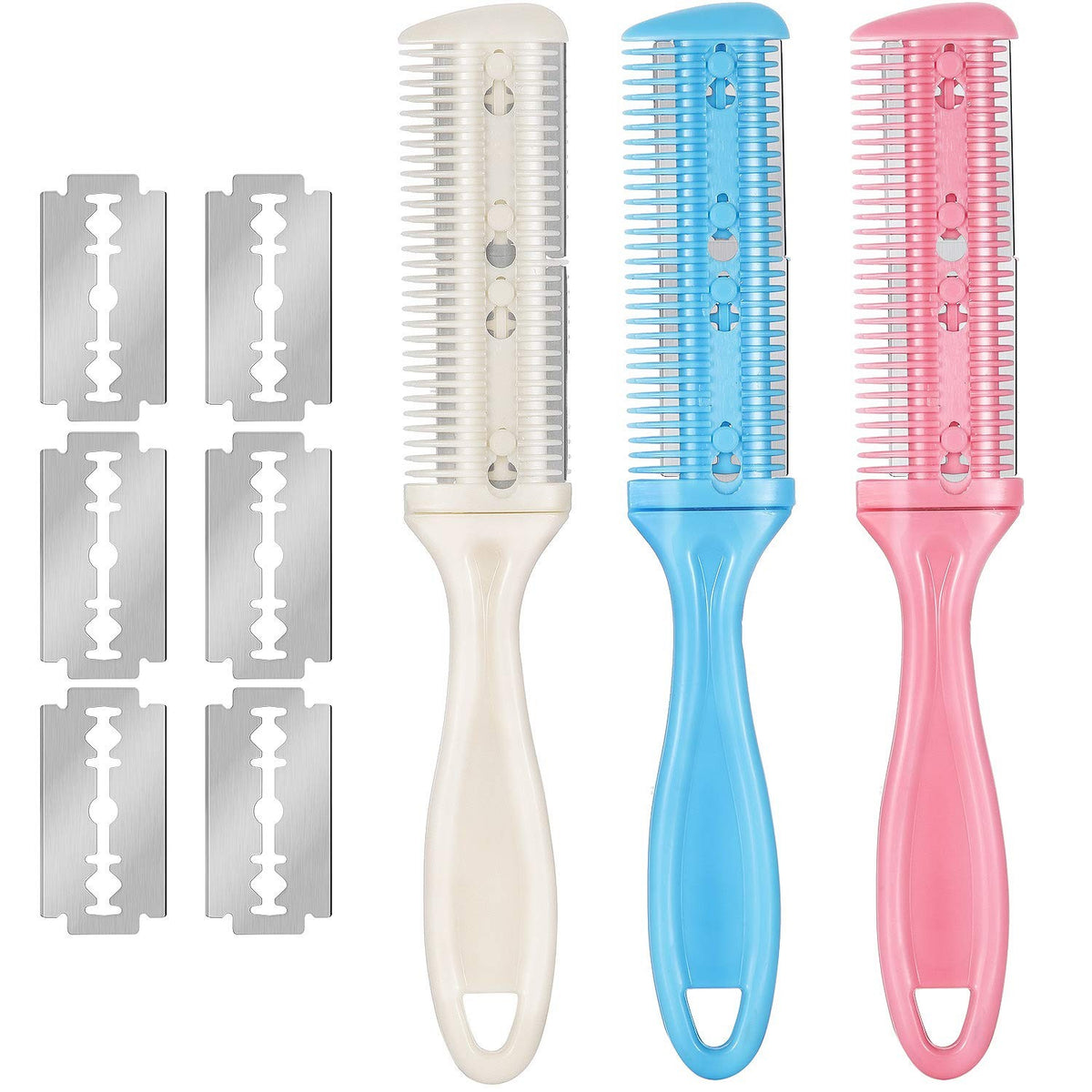 Haircut Razor Comb with Replacement Blades for Styling & Thinning
