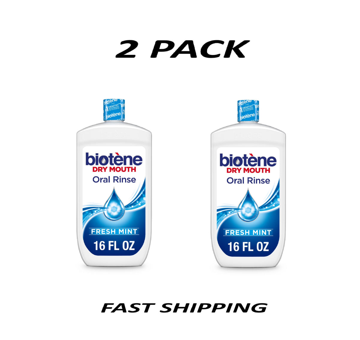 Moisturizing Mouthwash for Dry Mouth Relief – 2 Pack, Alcohol-Free, Fresh Mint, 32 Fl Oz