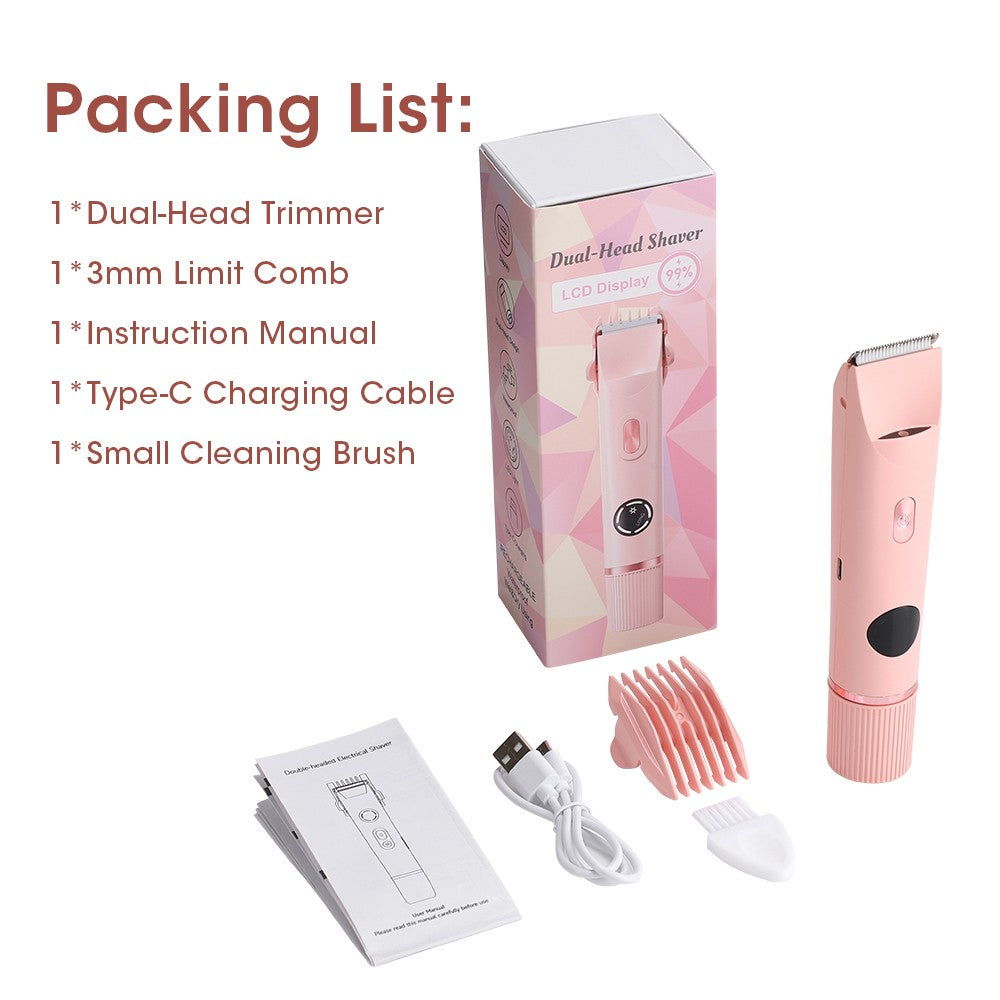 Women’s Bikini Trimmer & Facial Hair Remover – Waterproof Electric Razor with Dual Heads