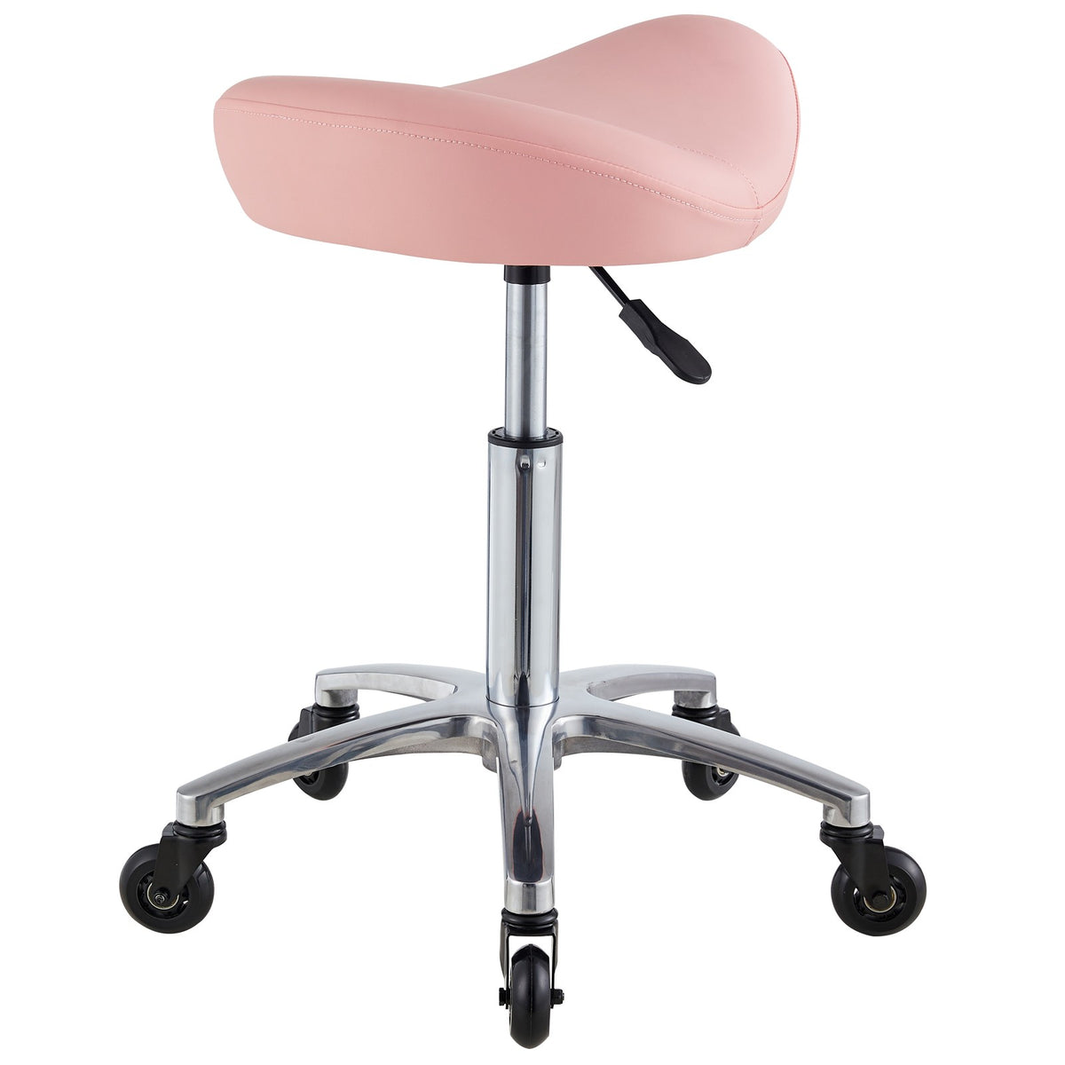 Pink Saddle Salon Stool with Hydraulic Height Adjustment and 360° Swivel