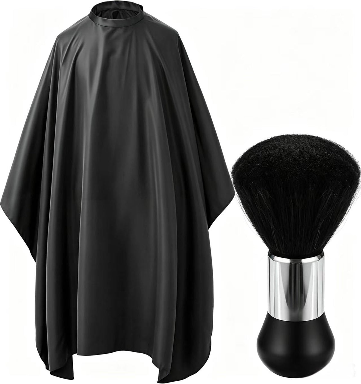 Professional Hair Cutting Cape with Adjustable Neck Closure and Duster Brush