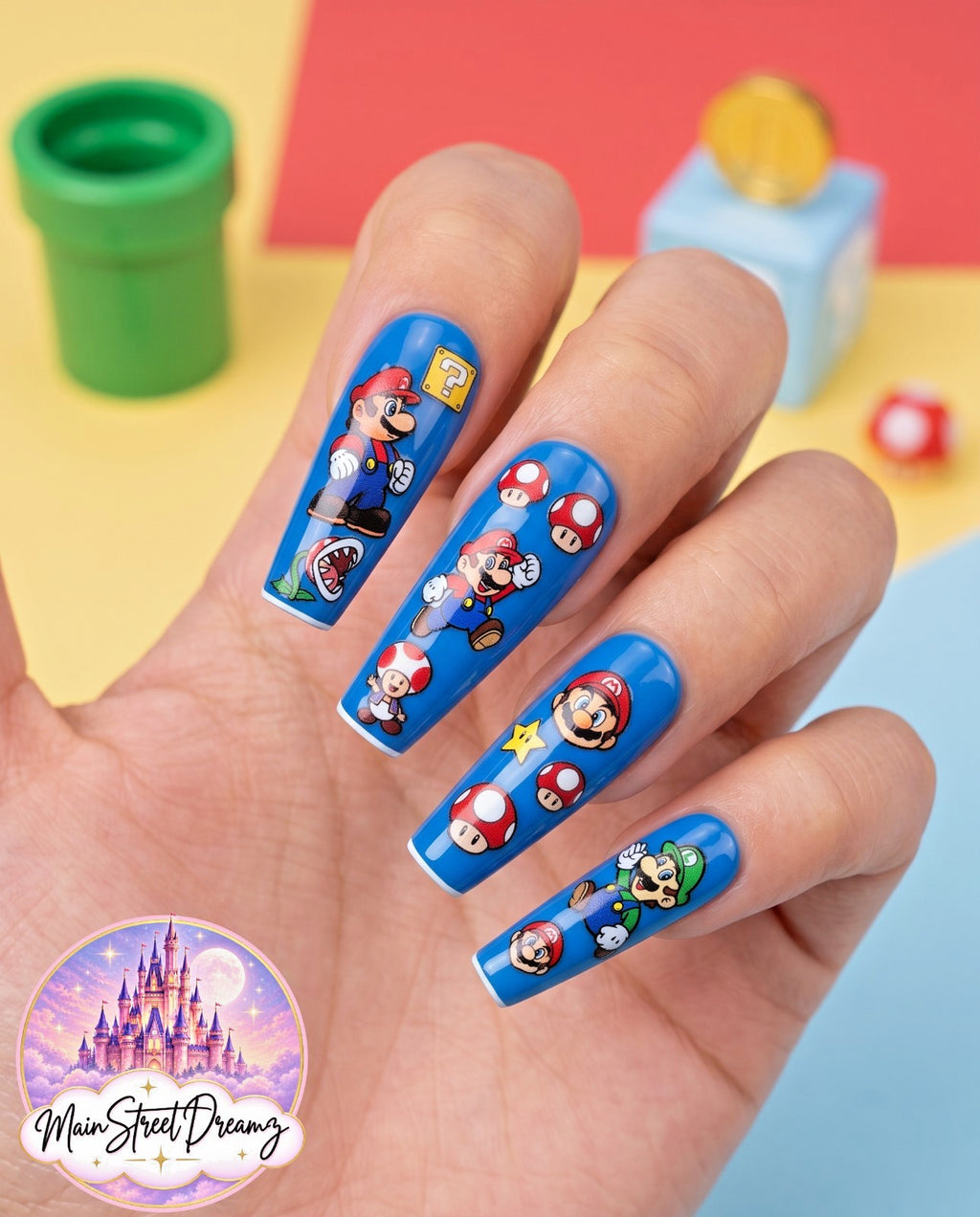 3D Mario Bros Character Nail Stickers for Nail Art - Kids & Teen Manicure